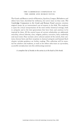 The Cambridge Companion to the Greek and Roman Novel