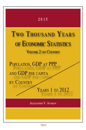 Two Thousand Years of Economic Statistics, Years 1 - 2012: Population, GDP at PPP, and GDP Per Capita. Vol. 2, by Country