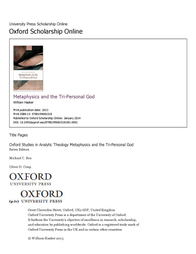 Metaphysics and the Tri-Personal God