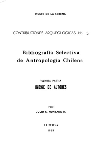Bibliografía Selectiva de Antropología Chilena