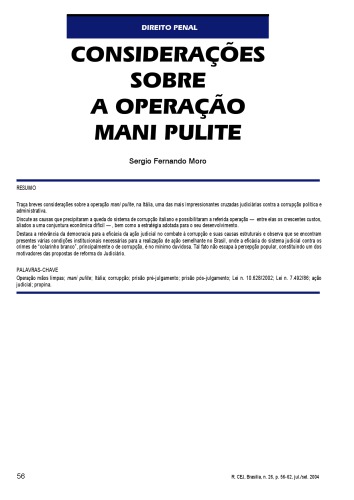 Considerações sobre a operação mani pulite