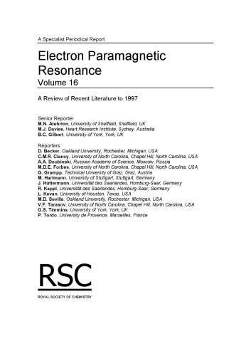 Electron Paramagnetic Resonance, Volume 16