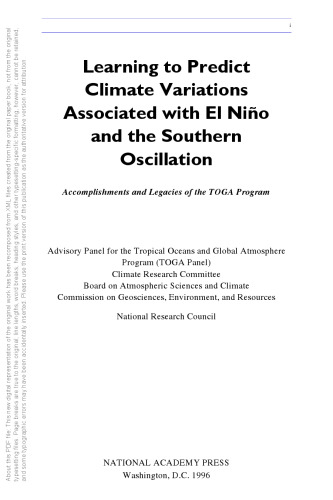 Learning to Predict Climate Variations Associated with El Nino and the Southern Oscillation: Accomplishments and Legacies of the TOGA Program