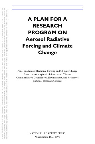 A Plan for a Research Program on Aerosol Radiative Forcing and Climate Change