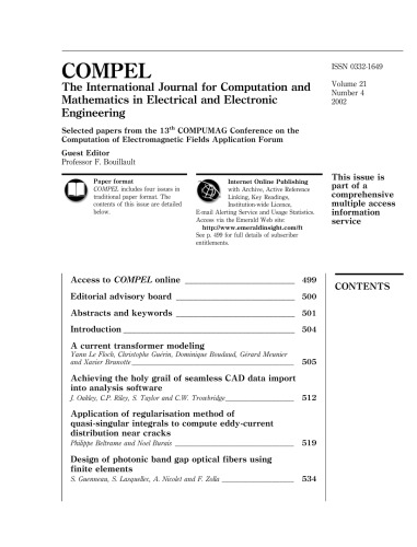 Selected papers from the 13th COMPUMAG Conference on the Computation of Electromagnetic Fields Application Forum
