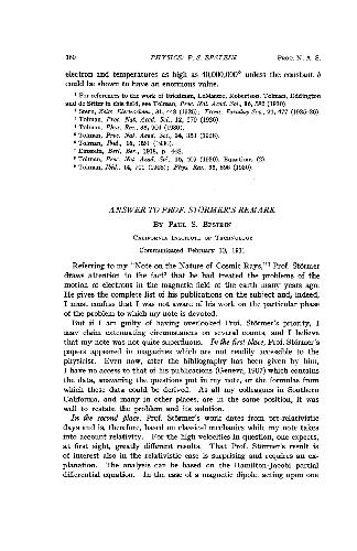 Answer to Prof. Stormers Remark