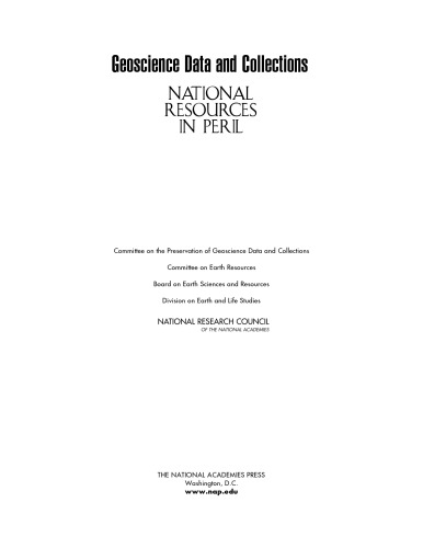 Geoscience Data and Collections: National Resources in Peril