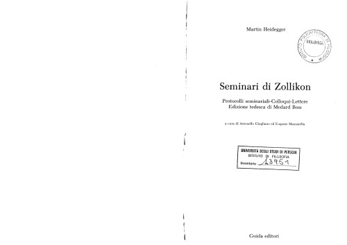 Seminari di Zollikon [incomplete: pp. 1-226]