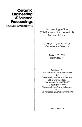 57th Porcelain Enamel Institute Technical Forum. Ceramic Engineering and Science Proceedings, Volume 16, Issue 6