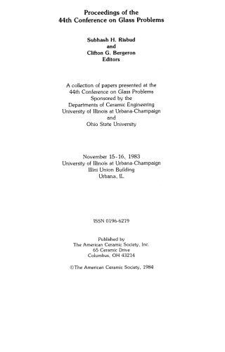 44th Conference on Glass Problems