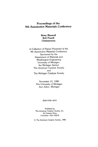 9th Automotive Materials Conference