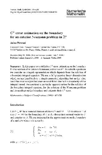C1 error estimation on the boundary for an exterior Neumann problem in
