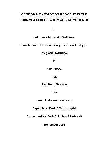 Carbon Monoxide as Reagent in the Formulation of Aromatic Compounds