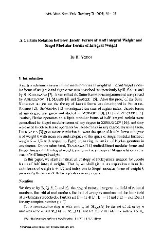 Certain Relation between Jacobi Forms of Half Integral Weight and Siegel Modular Forms of Integral Weight