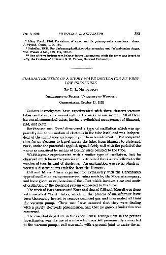 Characteristics of a Short Wave Oscillator at Very Low Pressures