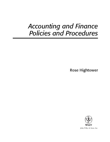 Accounting and Finance Policies and Procedures