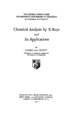Chemical Analysis by X-Rays and Its Applications