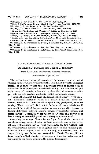 Claude Bernard's Theory of Narcosis