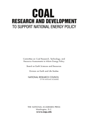 Coal: Research and Development to Support National Energy Policy