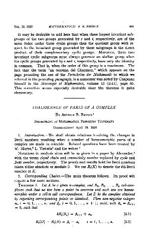 Coalescence of Parts of a Complex