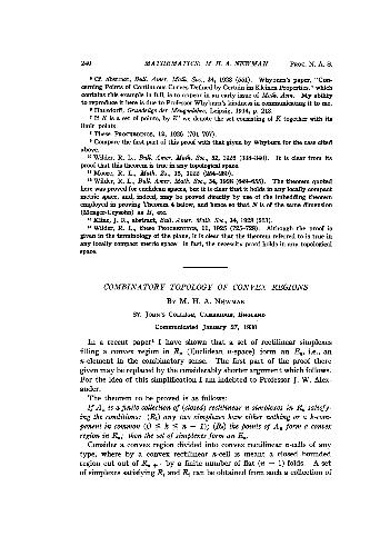 Combinatory Topology of Convex Regions