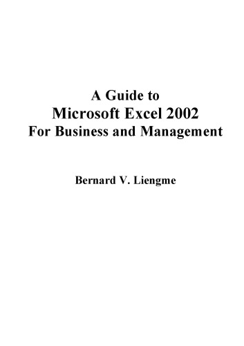 Guide to Microsoft Excel 2002 for Business and Management