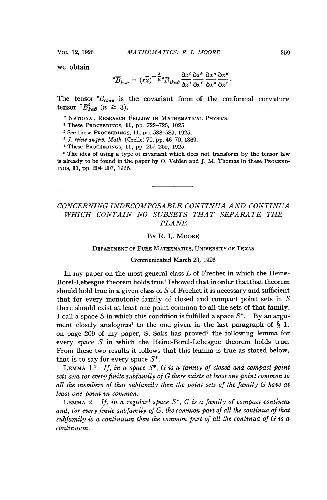 Concerning Indecomposable Continua and Continua Which Contain No Subsets That Separate the Plane
