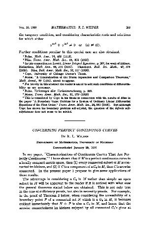 Concerning Perfect Continuous Curves