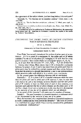 Concerning the Prime Parts of Certain Continua Which Separate the Plane