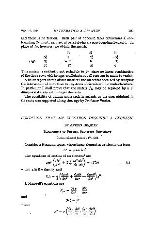 Condition that an Electron Describe a Geodesic