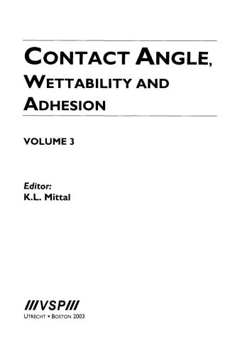Contact Angle, Wettability and Adhesion