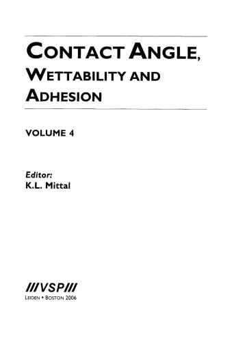 Contact Angle, Wettability and Adhesion