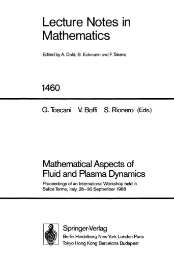 Mathematical Aspects of Fluid and Plasma Dynamics: Proceedings of an International Workshop held in Salice Terme, Italy, 26–30 September 1988