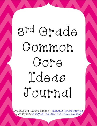 3rd Grade Common Core Standards Journal for Teachers--Pink Chevron