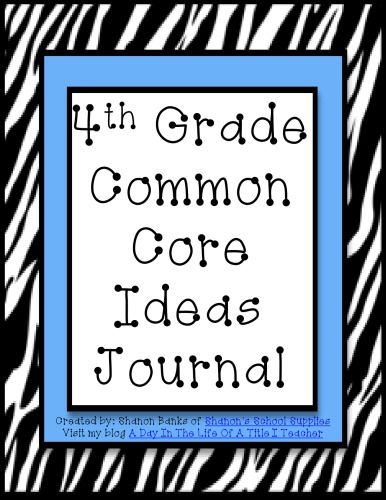 4th Grade Common Core Standards Journal for Teachers--Blue Zebra