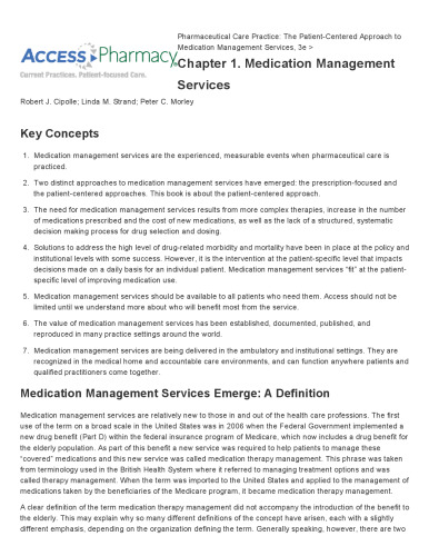 Pharmaceutical Care Practice: The Patient-Centered Approach to Medication Management