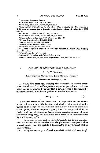 Curved Space-Time and Radiation