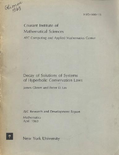 Decay of Solutions of Systems of Hyperbolic Conservation Laws