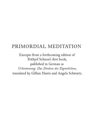 Primordial Meditatio