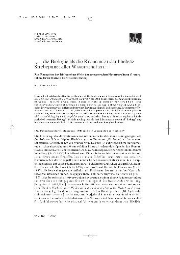 Die Biologie als die Krone oder der höchste Strebepunkt aller Wissenschaften