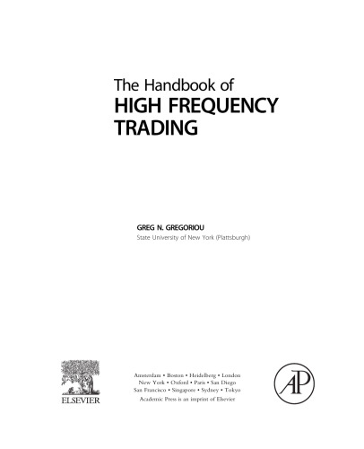 Handbook of High Frequency Trading