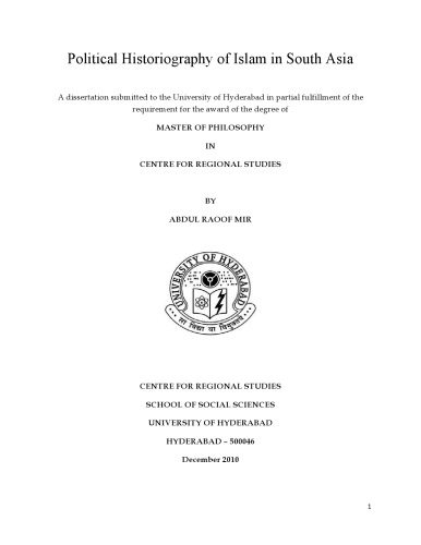 Political Historiography of Islam in South Asia