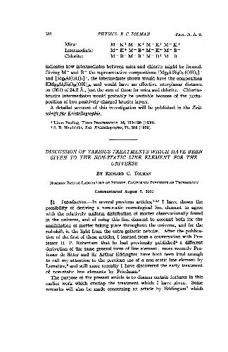 Discussion of various treatments which have been given to the non-static kine element for the universe