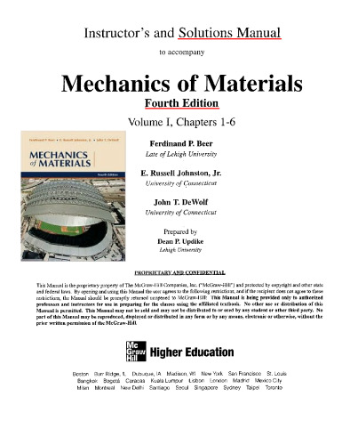 Mechanics of Materials 4th Edition SI Units Solutions Manual