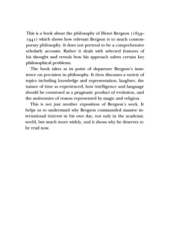 Bergson: Thinking Backwards