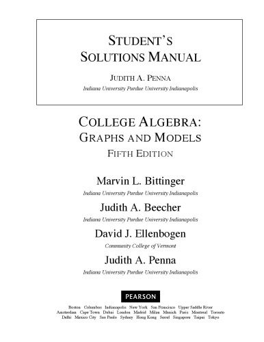 Student's Solutions Manual for College Algebra: Graphs and Models