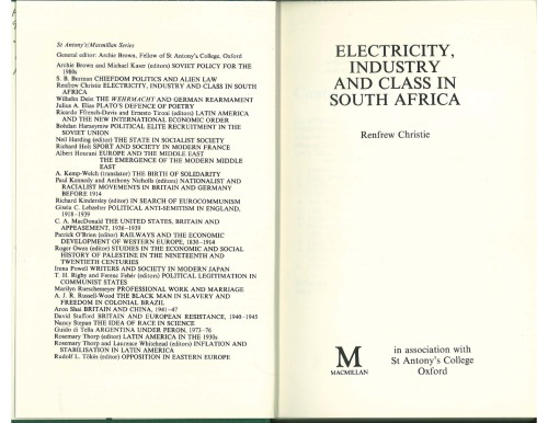 Electricity, industry, and class in South Africa