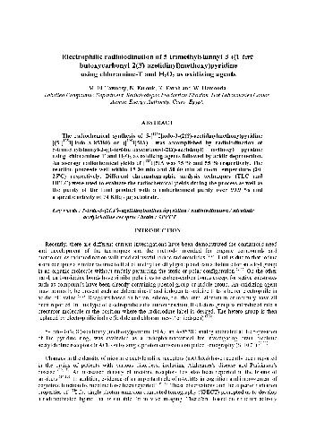 Electrophilic radioiodination of 5-trimethylstannyl-3-((1-tert- butoxycarbonyl-2(S)-azetidinyl)methoxy)pyridine using chloramine-T and H2O2 as oxidizing agents