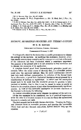 Entropy, Reversible Processes and Thermo-Couples