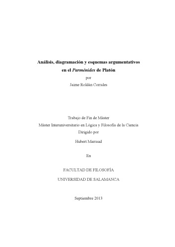 Análisis, diagramación y esquemas argumentativos en el Parménides de Platón
